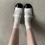 Chanel Women CC Mary Janes Patent Calfskin White Black 2 CM Heel – Image 10
