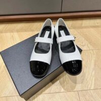 Chanel Women CC Mary Janes Patent Calfskin White Black 2 CM Heel (11)