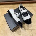 Chanel Women CC Mary Janes Patent Calfskin White Black 2 CM Heel – Image 3