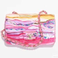 Chanel Women CC Mini Flap Bag Embroidered Satin Sequins Pink (2)