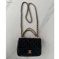 Chanel Women CC Mini Flap Bag Shiny Lambskin Imitation Pearls Black (11)