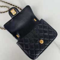 Chanel Women CC Mini Flap Bag Shiny Lambskin Imitation Pearls Black (11)