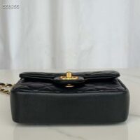 Chanel Women CC Mini Flap Bag Shiny Lambskin Imitation Pearls Black (11)