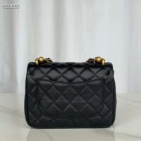 Chanel Women CC Mini Flap Bag Shiny Lambskin Imitation Pearls Black (11)
