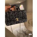 Chanel Women CC Mini Flap Bag Top Handle Sequin Tweed Black - Imagen 6