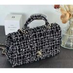 Chanel Women CC Mini Flap Bag Top Handle Sequin Tweed Black - Imagen 3