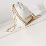 Chanel Women CC 22 Mini Handbag Metallic Shaded Calfskin White Leather - Image 3