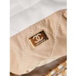 Chanel Women CC 22 Mini Handbag Metallic Shaded Calfskin White Leather - Image 9