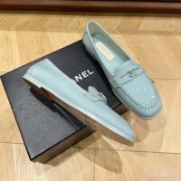 Chanel Women CC Moccasins Patent Calfskin Light Blue 1 CM Heel (3)