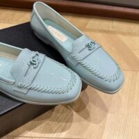 Chanel Women CC Moccasins Patent Calfskin Light Blue 1 CM Heel (3)