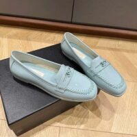 Chanel Women CC Moccasins Patent Calfskin Light Blue 1 CM Heel (3)