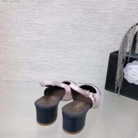 Chanel Women CC Slingbacks Calfskin Light Pink Dark Navy Blue (1)