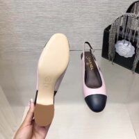 Chanel Women CC Slingbacks Calfskin Light Pink Dark Navy Blue (1)