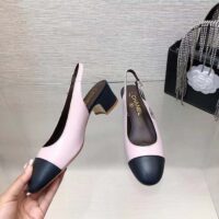 Chanel Women CC Slingbacks Calfskin Light Pink Dark Navy Blue (1)