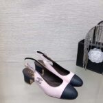 Chanel Women CC Slingbacks Calfskin Light Pink Dark Navy Blue – Image 2