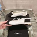 Chanel Women CC Slingbacks Lambskin Grosgrain White Black 1.5 CM Heel - Image 2