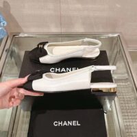 Chanel Women CC Slingbacks Lambskin Grosgrain White Black 1.5 CM Heel (6)