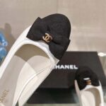 Chanel Women CC Slingbacks Lambskin Grosgrain White Black 1.5 CM Heel - Image 7