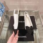 Chanel Women CC Slingbacks Lambskin Grosgrain White Black 1.5 CM Heel - Image 6