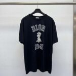 Dior CD Women Relaxed-Fit Bobby T-Shirt Black Slub Cotton Jersey - Imagen 2