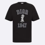 Camiseta Bobby de corte relajado para hombre de Dior CD en jersey de algodón flameado negro