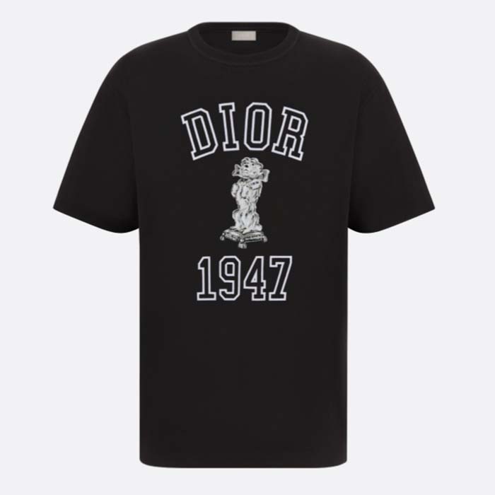 Dior CD Men Relaxed-Fit Bobby T-Shirt Black Slub Cotton Jersey
