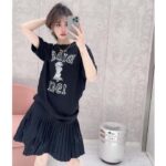 Dior CD Women Relaxed-Fit Bobby T-Shirt Black Slub Cotton Jersey - Imagen 10