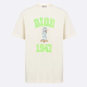 Dior CD Men Relaxed-Fit Bobby T-Shirt White Slub Cotton Jersey