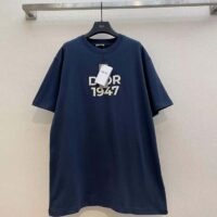 Dior CD Men Relaxed-Fit T-Shirt Navy Blue Cotton Jersey (8)