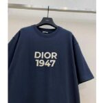 Dior CD Men Relaxed-Fit T-Shirt Navy Blue Cotton Jersey – Image 5