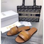 Dior CD Unisex Dway Slide Camel Calfskin Embroidered Cotton - Image 4