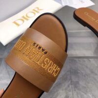 Dior CD Unisex Dway Slide Camel Calfskin Embroidered Cotton (2)