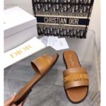 Dior CD Unisex Dway Slide Camel Calfskin Embroidered Cotton - Image 7