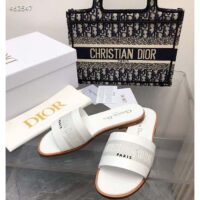 Dior CD Unisex Dway Slide White Calfskin Embroidered Cotton (6)