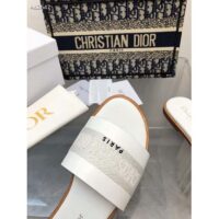 Dior CD Unisex Dway Slide White Calfskin Embroidered Cotton (6)