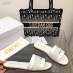 Dior CD Unisex Dway Slide White Calfskin Embroidered Cotton - Bild 6