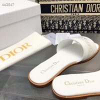 Dior CD Unisex Dway Slide White Calfskin Embroidered Cotton (6)