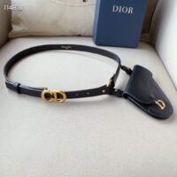 Dior CD Unisex Saddle Removable Pouch Belt Black Ultrasmooth Calfskin Goatskin (6)