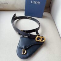 Dior CD Unisex Saddle Removable Pouch Belt Black Ultrasmooth Calfskin Goatskin (6)