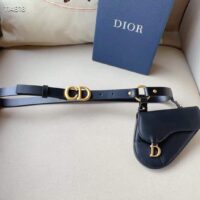 Dior CD Unisex Saddle Removable Pouch Belt Black Ultrasmooth Calfskin Goatskin (6)