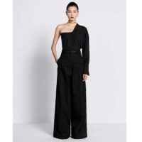 Dior CD Women Asymmetric Shirt Black Cotton Poplin Regular Fit (4)