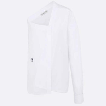 Dior CD Women Asymmetric Shirt White Cotton Poplin Regular Fit