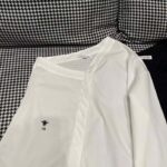 Dior CD Women Asymmetric Shirt White Cotton Poplin Regular Fit – Image 4
