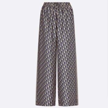 Dior CD Women Dior Chez Moi Pants Blue Oblique Silk Twill