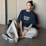 Dior CD Women Relaxed-Fit T-Shirt Navy Blue Cotton Jersey – Bild 11