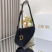 Dior CD Women Saddle Rodeo Pouch Black Goatskin (6)