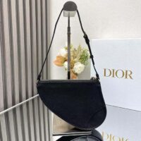 Dior CD Women Saddle Rodeo Pouch Black Goatskin (6)