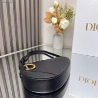 Dior CD Women Saddle Rodeo Pouch Black Goatskin (6)