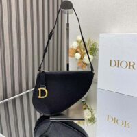 Dior CD Women Saddle Rodeo Pouch Black Goatskin (6)