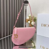 Dior CD Women Saddle Rodeo Pouch Melocoton Pink Goatskin (6)